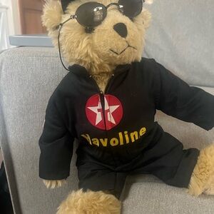 Texaco Havoline Teddy Bear with Black Jumpsuit